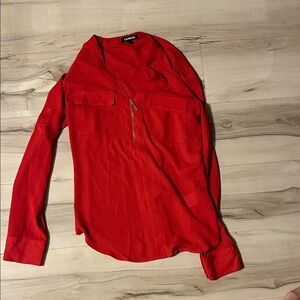 Express Vibrant Red Zipper Blouse